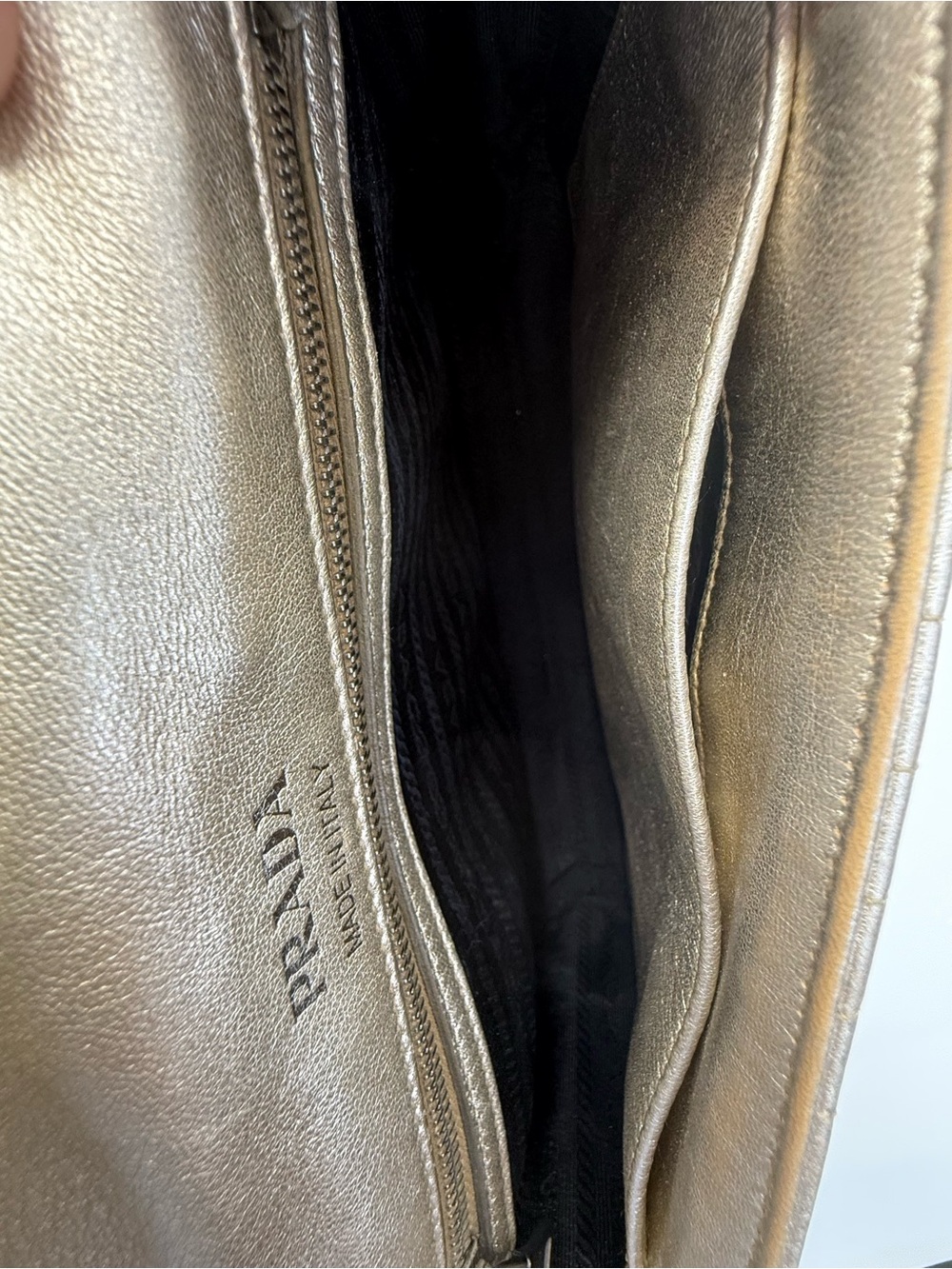 Prada Metallic Champagne Quilted Shoulder Bag with Chain Strap - Picture 12 of 13